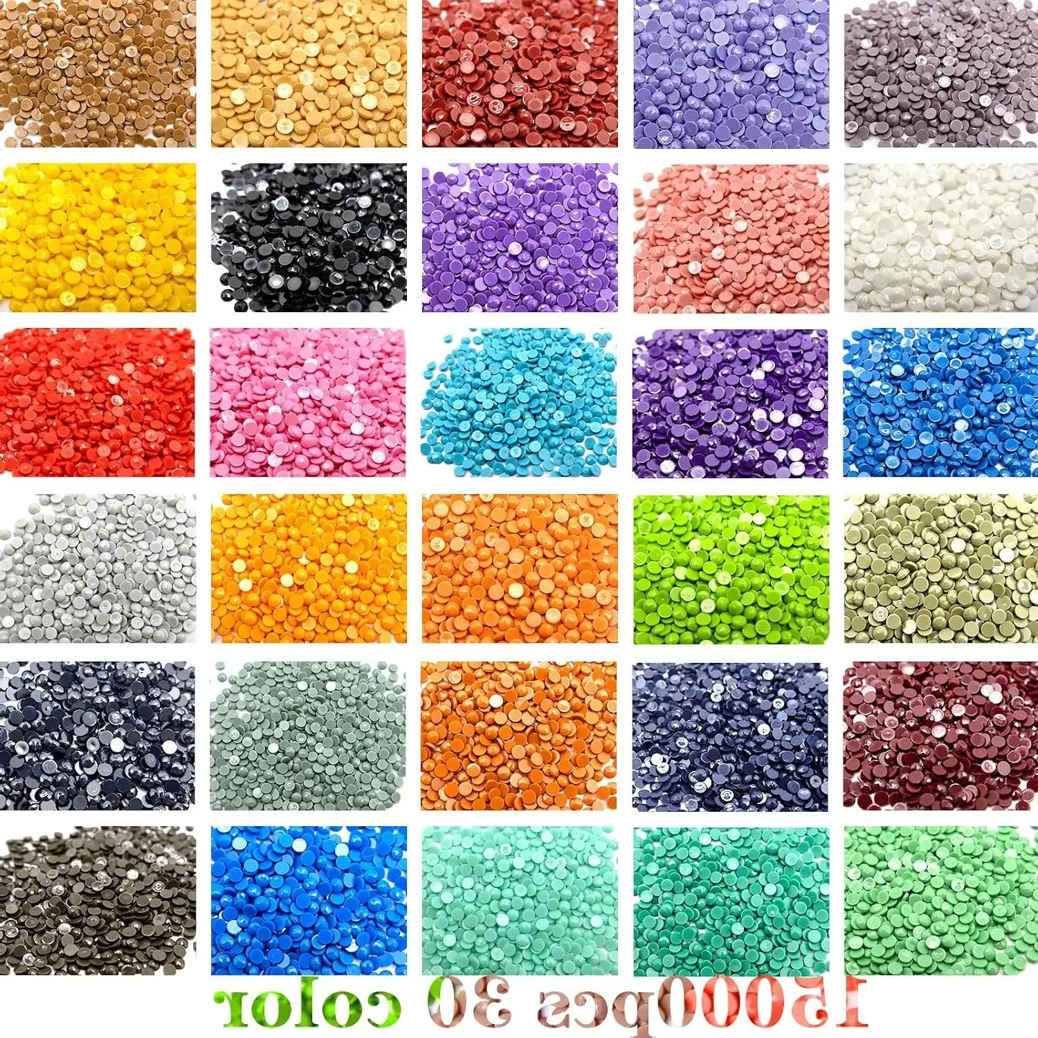 15000 Pcs 30 Colors Flat Bottom Round Resin Rhinestones, Diamond Painting Beads & Drills for 5D DIY Craft AccessoriesGift