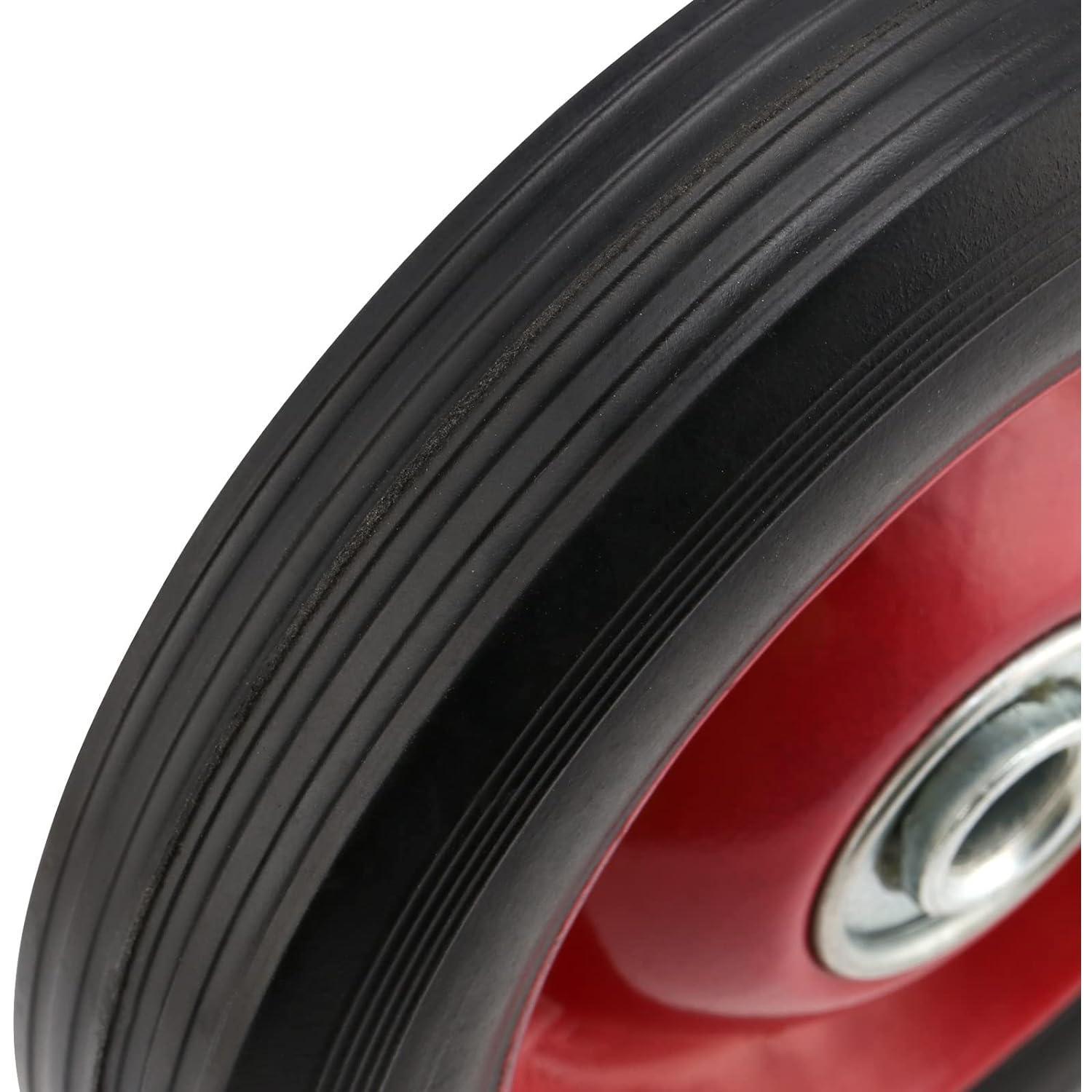 4 count 8 Inch Solid Rubber Tire, Flat Free Solid Rubber Wheels, Hand  Replacement Wheels, 1/2-Inch Axle Hole, 220 lbs Max Load-Bearing Capacity