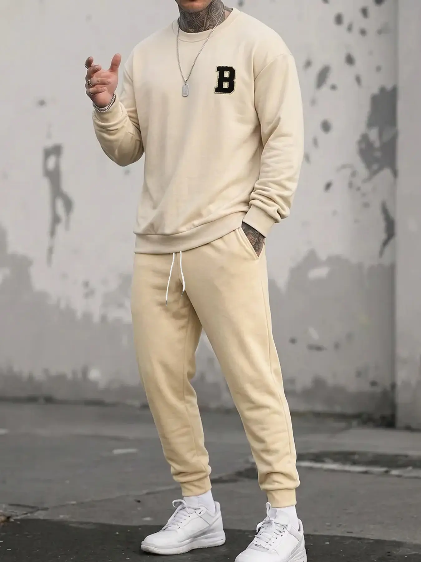 Men's Letter Embroidered Matching Tracksuit, One Outfit Multiple Ways Athletic Muscle Slim Tapered Jogger Two-Piece Set, Ideal for Gym, Daily Commute, Coffee Dates, Campus, Trips, Light Business, Streetwear & Everyday Casual Outfits