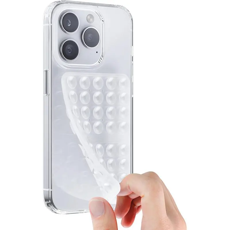 Silicone Suction Cup Phone Case Mount Double Sided, Sticky Phone Grip with Higher Suction Power for Cell Phone, Hands-Free Phone Accessories Holder for Selfies and Videos, Transparent Cellphone Smartphone Stand