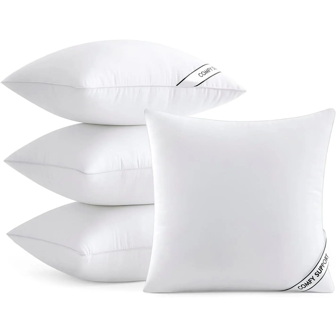 18x18 Pillows Inserts Pack of 4, Down Alternative Virgin Filling |   Decorative Pillow Insert, Comfy Throw Pillows for Sofa Couch Bed