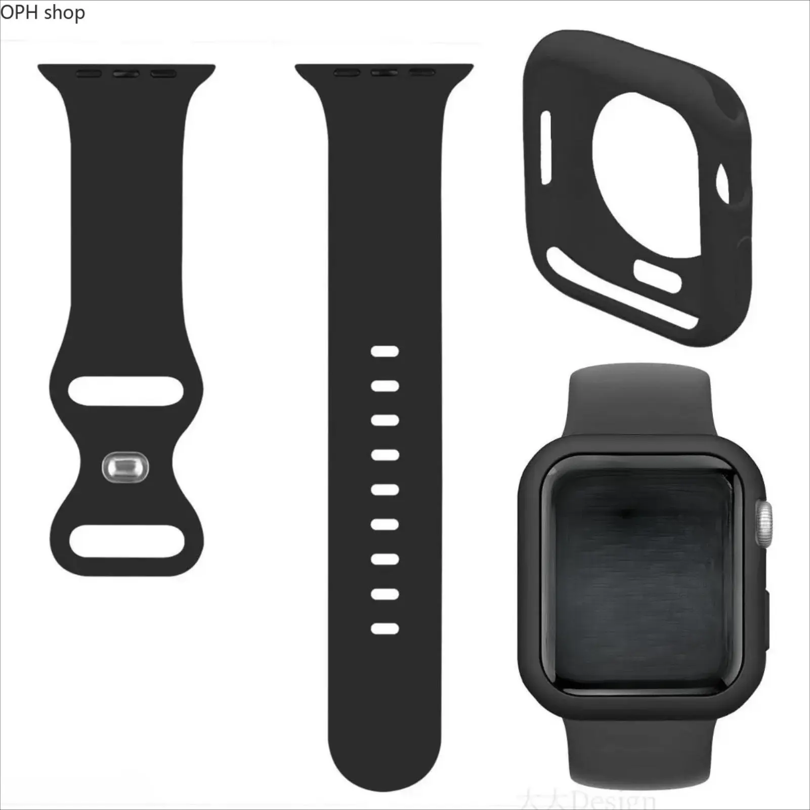 2 In 1 Silicone Watch Band & Shockproof Protective Case Set Soft Sweatproof Sport Strap Fit 38/40/41/42/44/45/49mm Unisex Smartwatch Accessory, Wearable, Sports