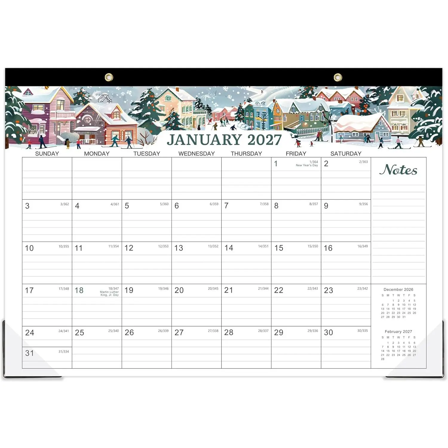 Desk Calendar 2027 from Jul. 2026 to Dec. 2027, 12"x17",18 Monthly Calendar | 2027 Desk Calendar with Protector Corner- Landscape Design