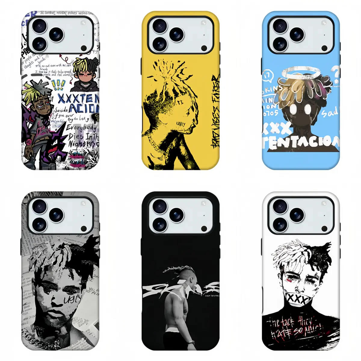 XXXTentacion Rapper Printed Phone Case,Slim Soft Shell With Hip Hop Character Pattern,Anti-Scratch Drop Resistant Camera Protection Cover,For Rap Music Fans,Suitable For Daily Use & Travel,Compatible For iPhone 11-17 Pro Max,Samsung S21-S26,Ideal Fan Gift