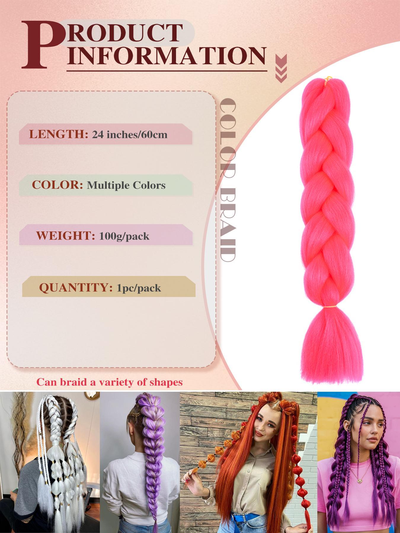 Jumbo Box Braiding Hair Extensions, Colorful Braiding Hair, Synthetic Rainbow Colors Braiding Hair for Women Girls Cosplay Party, Knotless Box Braid