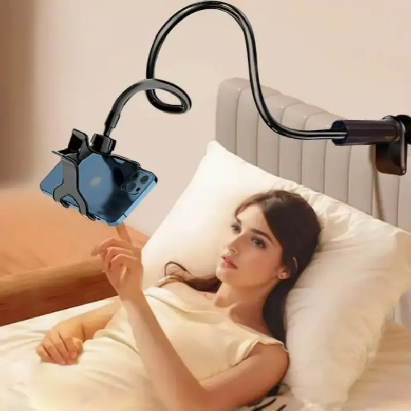 Goose Neck Phone Stand, Bed Headphone Stand, Desktop Phone Holder, Compatible with Apple 16, 17 Pro, Adjustable Design