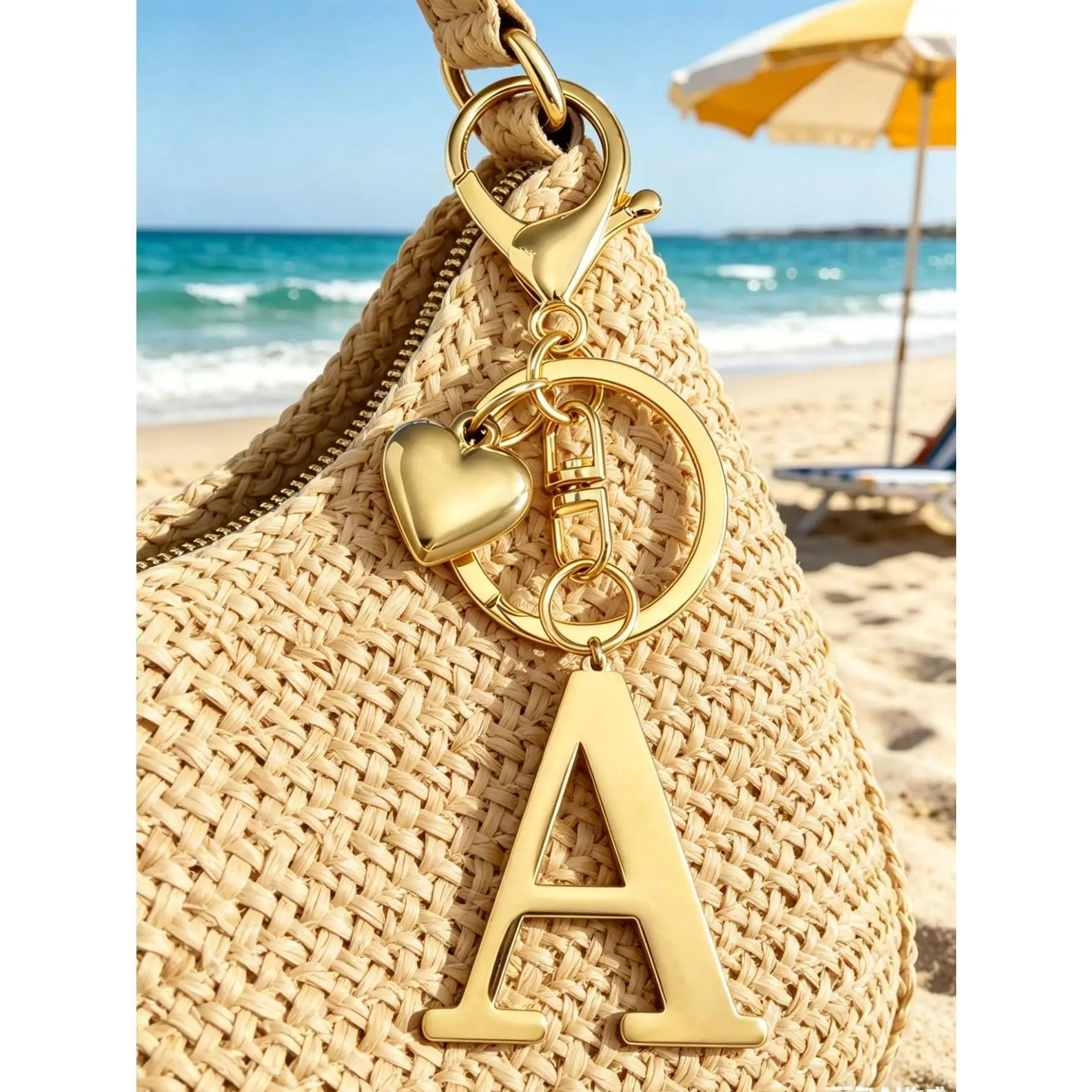 Heart Initial Alloy Bag Charm for Women, Simple 3D Letters Pendant, Personalized Purse & Backpack Accessory, Birthday Gifts Idea for Friends, Keychains For Women, Alphabet, Bag Accessories