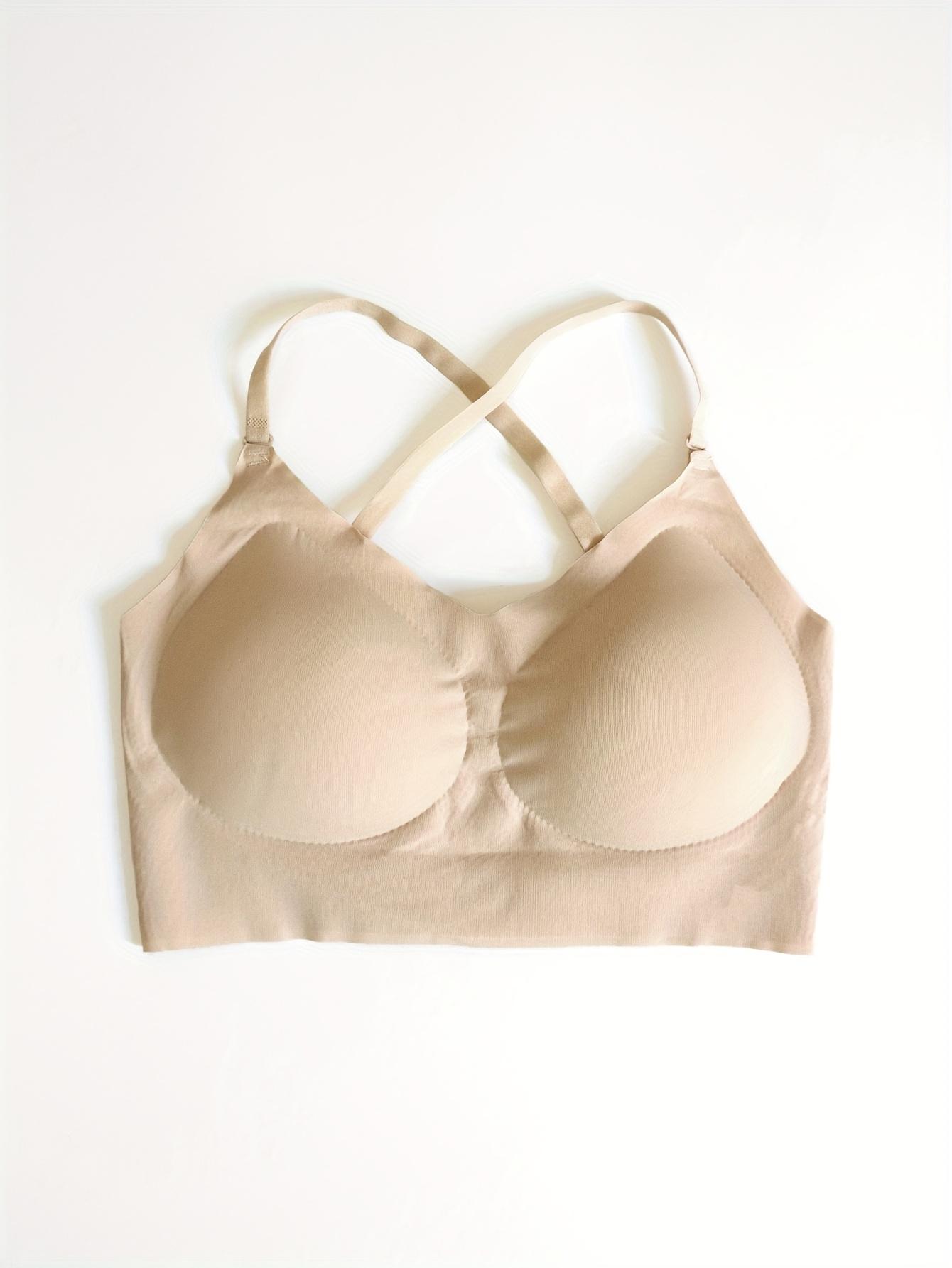 1-Pack Multi-Style Backless Bra for Women with Small Chests, Push-Up U-Shaped and X-Shaped Backless Design, Detachable Straps, Seamless