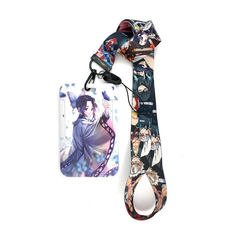 Anime Demon Slayer Print Keychain Ribbon Lanyards for Keys ID Card Phone Straps Hanging Rope Lariat Students Badge Pass Holder