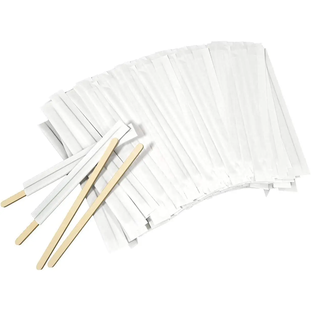 1000Pcs Disposable Wood Coffee Stir Sticks Stirrers Individually Paper Wrapped Coffee Tea Beverage Stirrers Stirrings 5.5 Inch,140mm