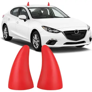 2PCS 3D Devil Horn Stickers for Car Roof Bumper, 4.3 Inch Elasticity Anti Collision Protector Decals, Self-Adhesive Auto Decoration Ornaments, Car Exterior Accessories for Truck, SUV, Car (Red)