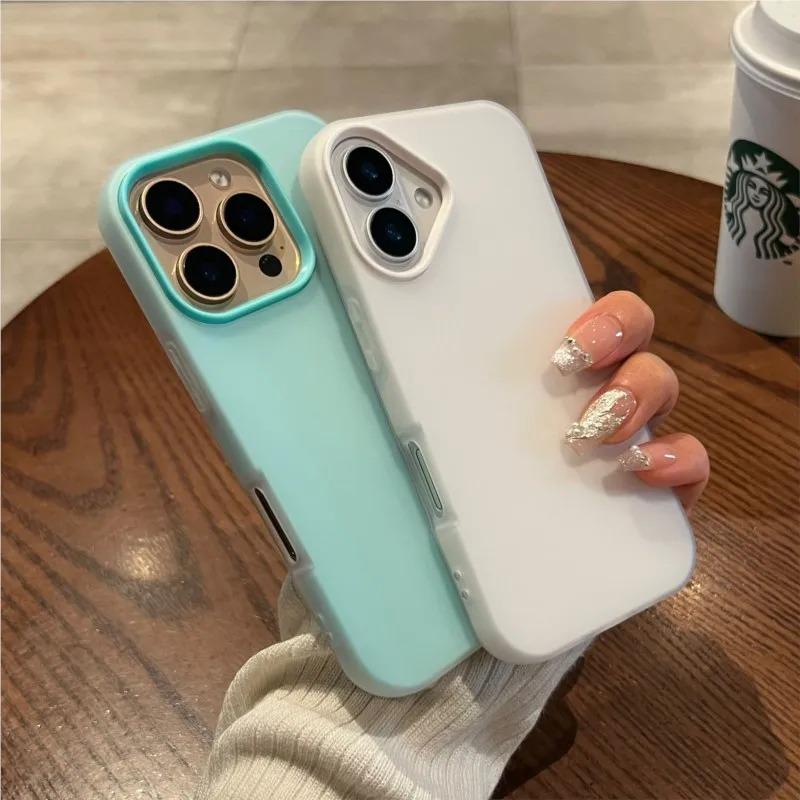 Matte Candy Color 2IN1 Soft Phone Case For iPhone 17 Air 16 15 14 13 12 11 Pro Max Plus 16E X XR XS Shockproof Protective Cover