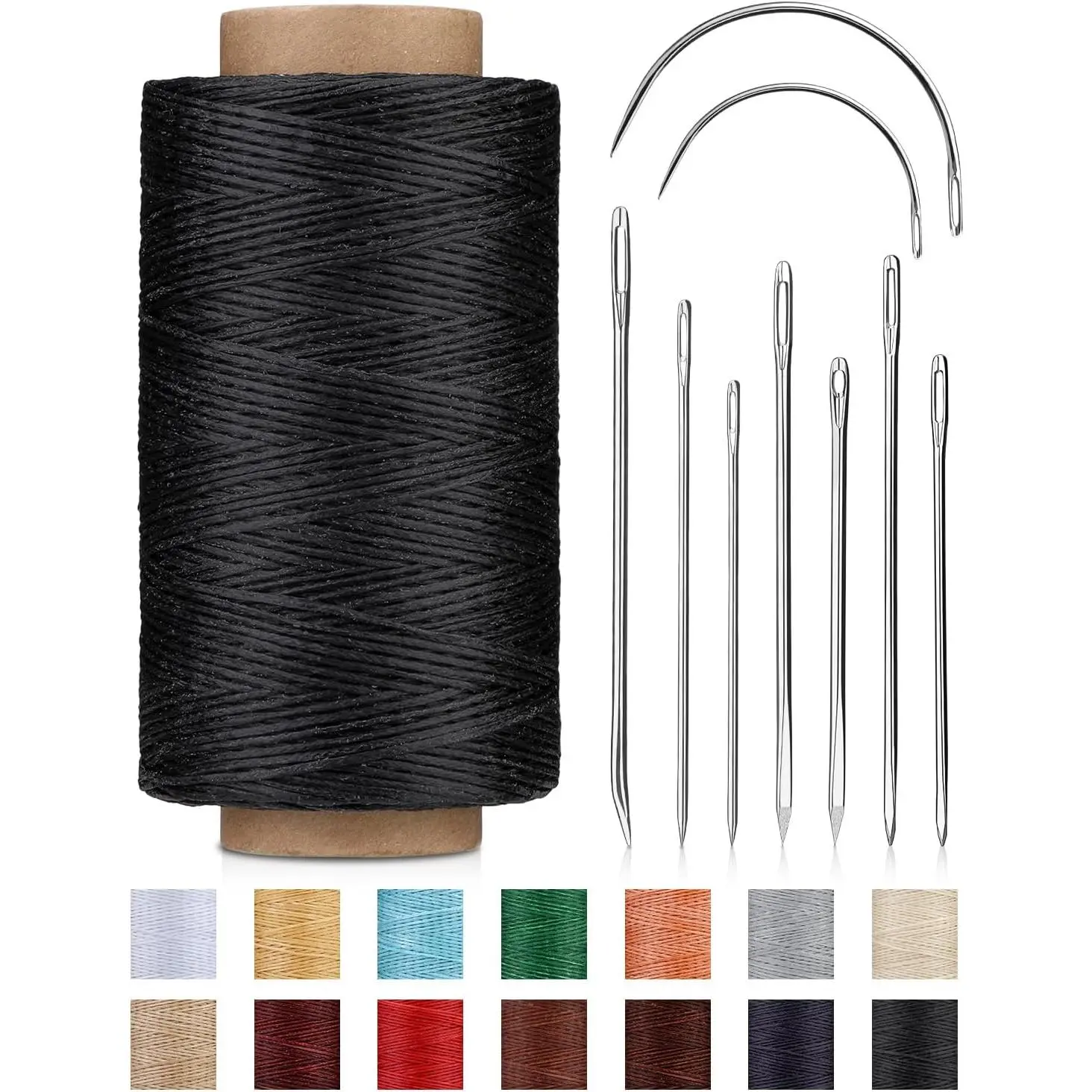Leather Craft & Hand Sewing Waxed Thread Kit, 218yd Waxed Thread with Heavy-Duty Sewing Needles