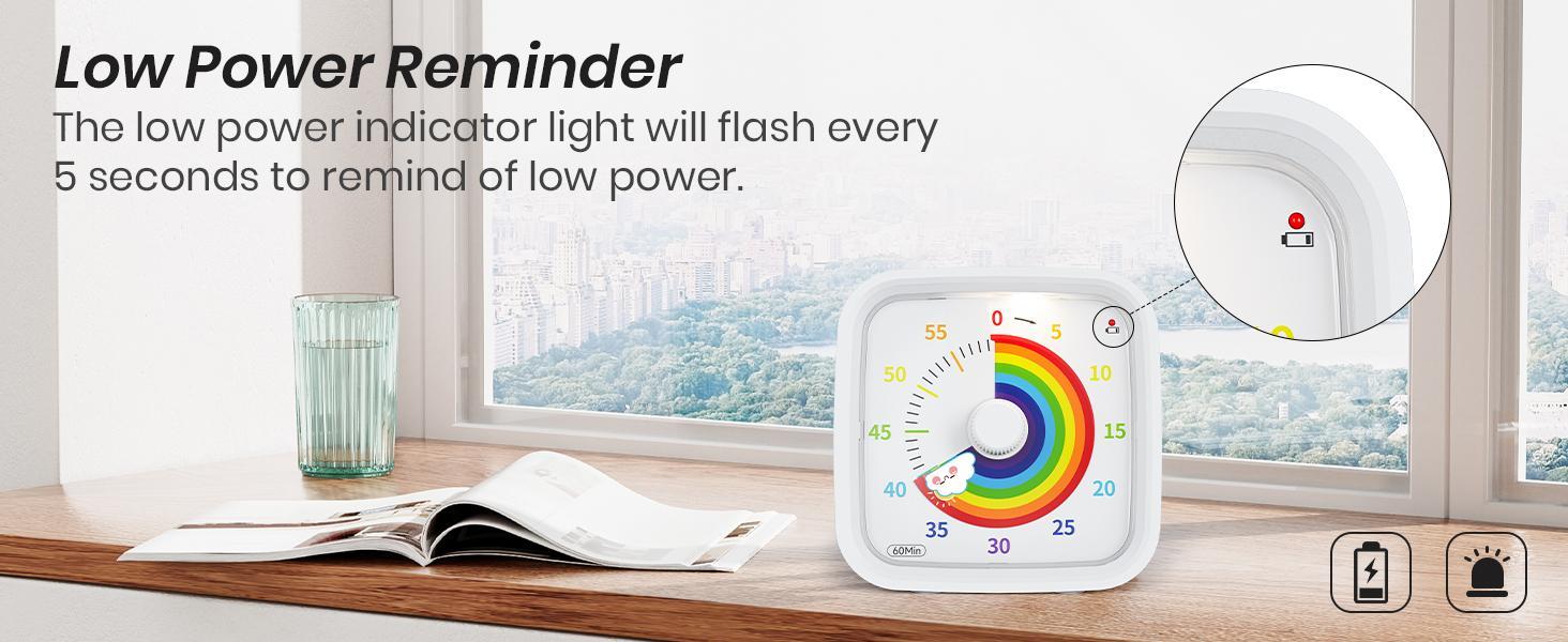 Yunbaoit Visual Timer with Protective Case, Digital Timer, 60 Minute Countdown Tool for Kids and Adults, Silent Low Battery Reminder for Effective Time Management