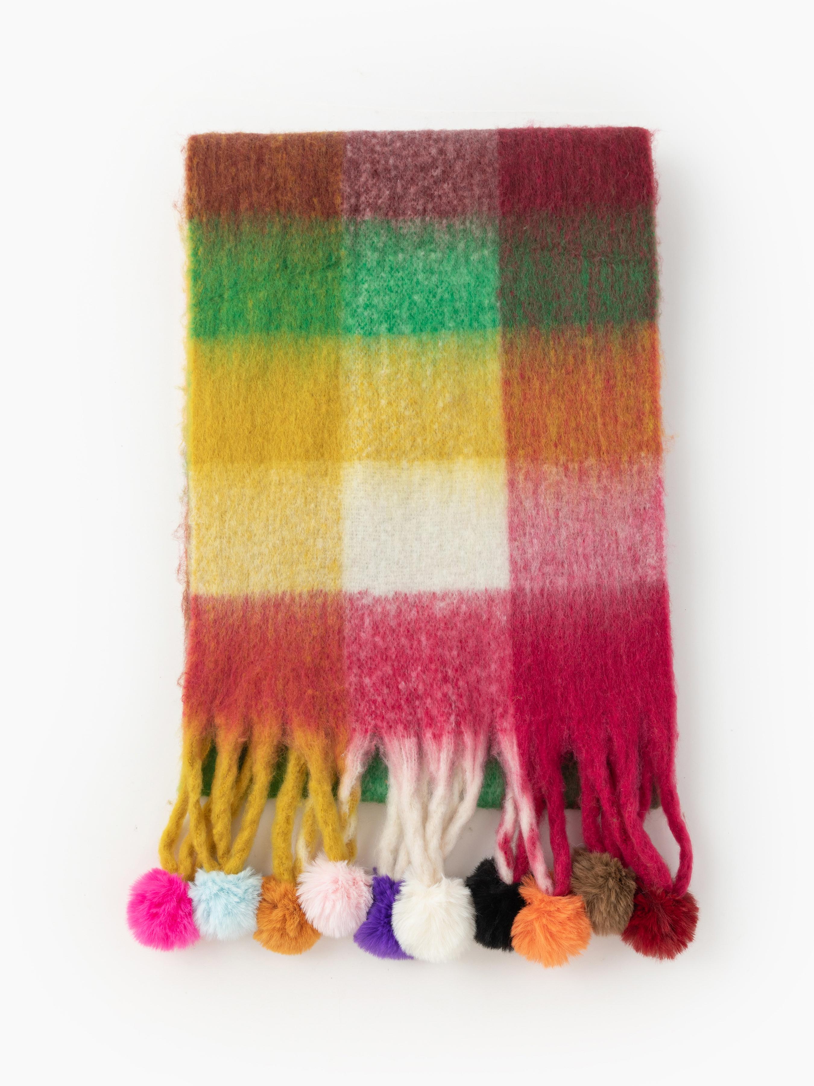 Cider [2 colors, Size One Size-One Size] Check Balls Tassel Scarf