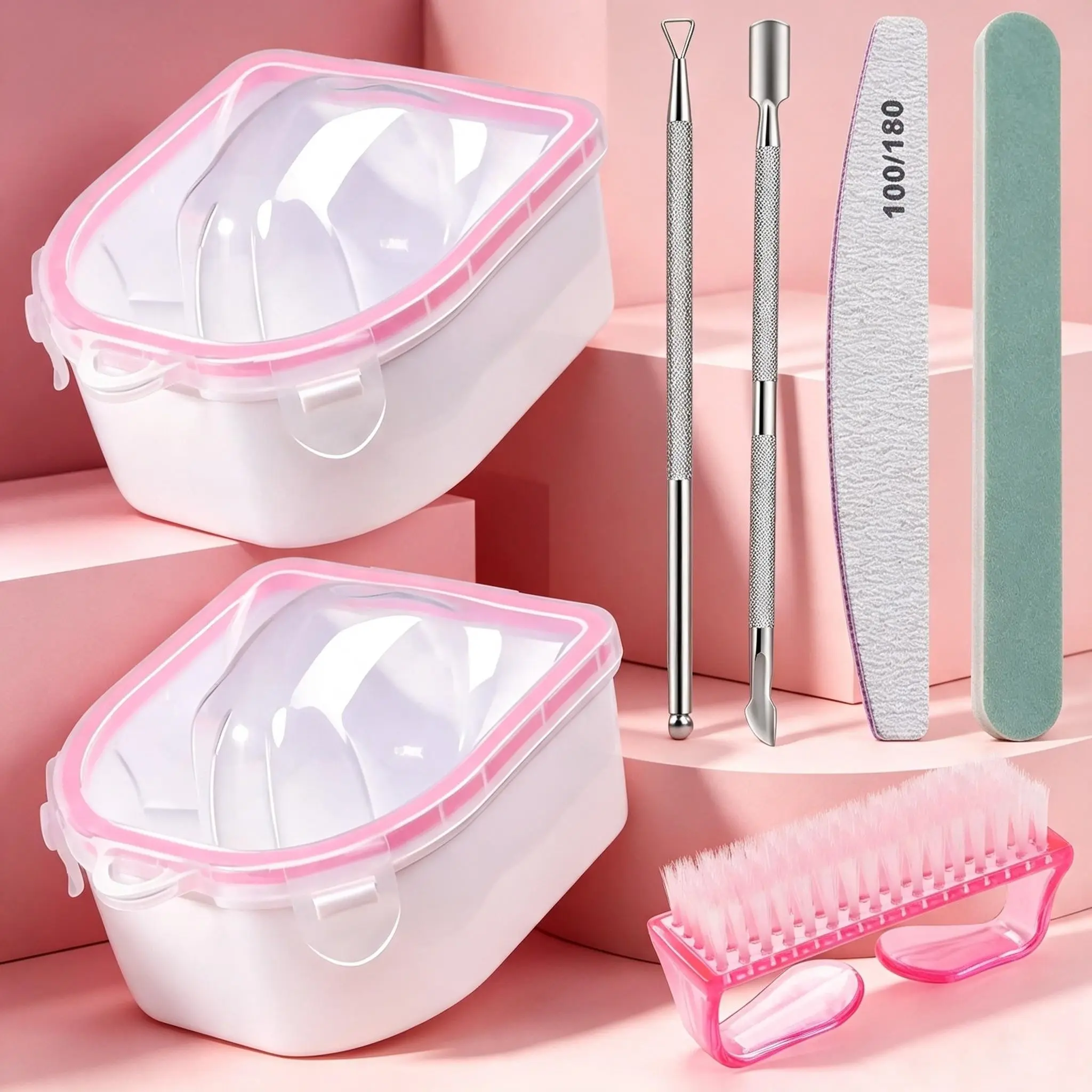 7-piece Double-layer Detachable Manicure Bubble Hand Bowl - Hand Care Set - Softening Dead Skin Exfoliating - Manicure Cleaning Tool Set