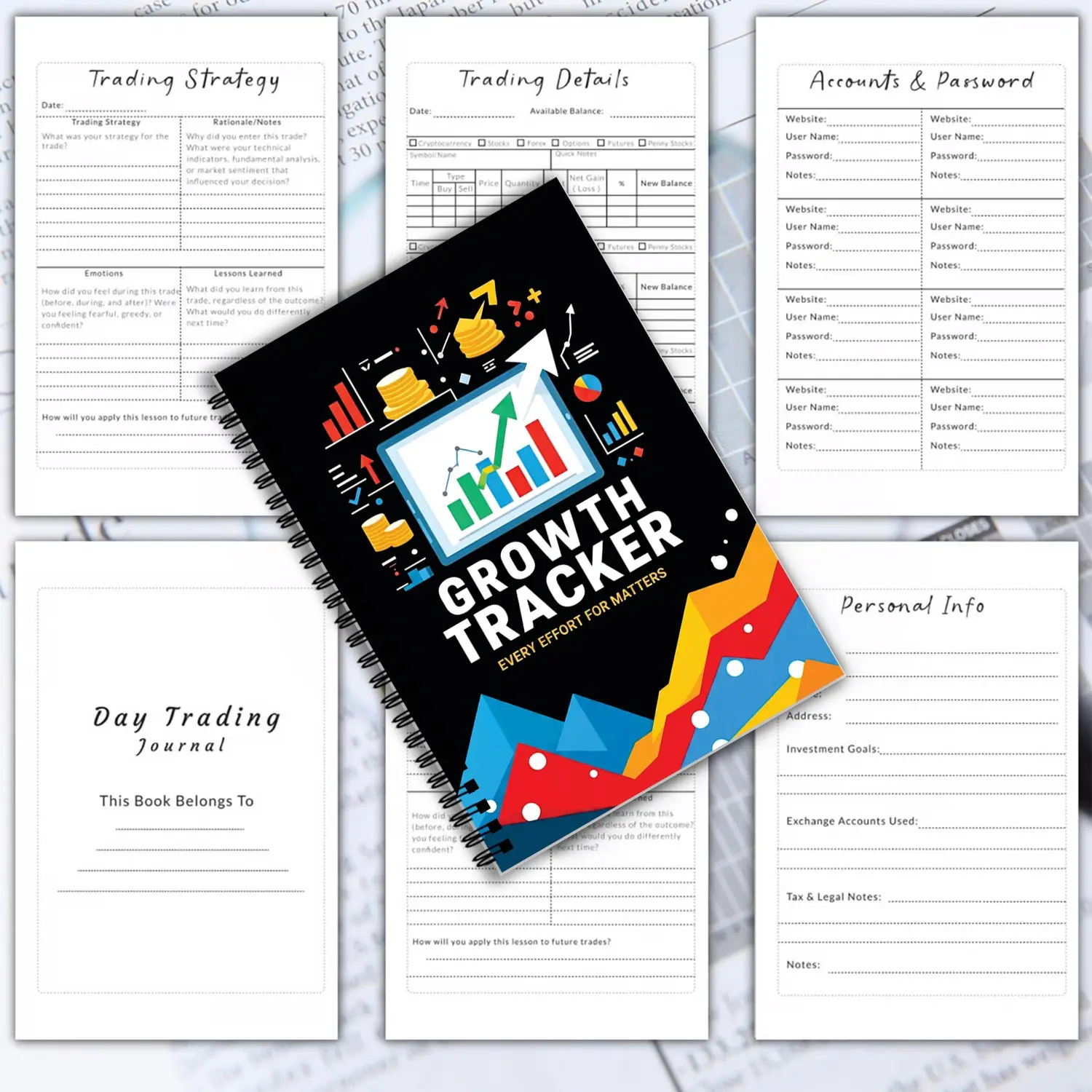 Adult Trading Log Book with Stock Market Tracker, No Date Trade Diary, Financial Planning Layout, A5 Size, Forex/stock/btc Trader, Chart Templates & Performance Analysis