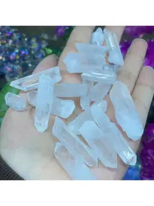 100g Natural White Crystal Pillar Raw Stone Long Hexagonal Prism Demagnetizing Purifying Ornament Mineral Specimen Fish Tank Landscaping Decoration