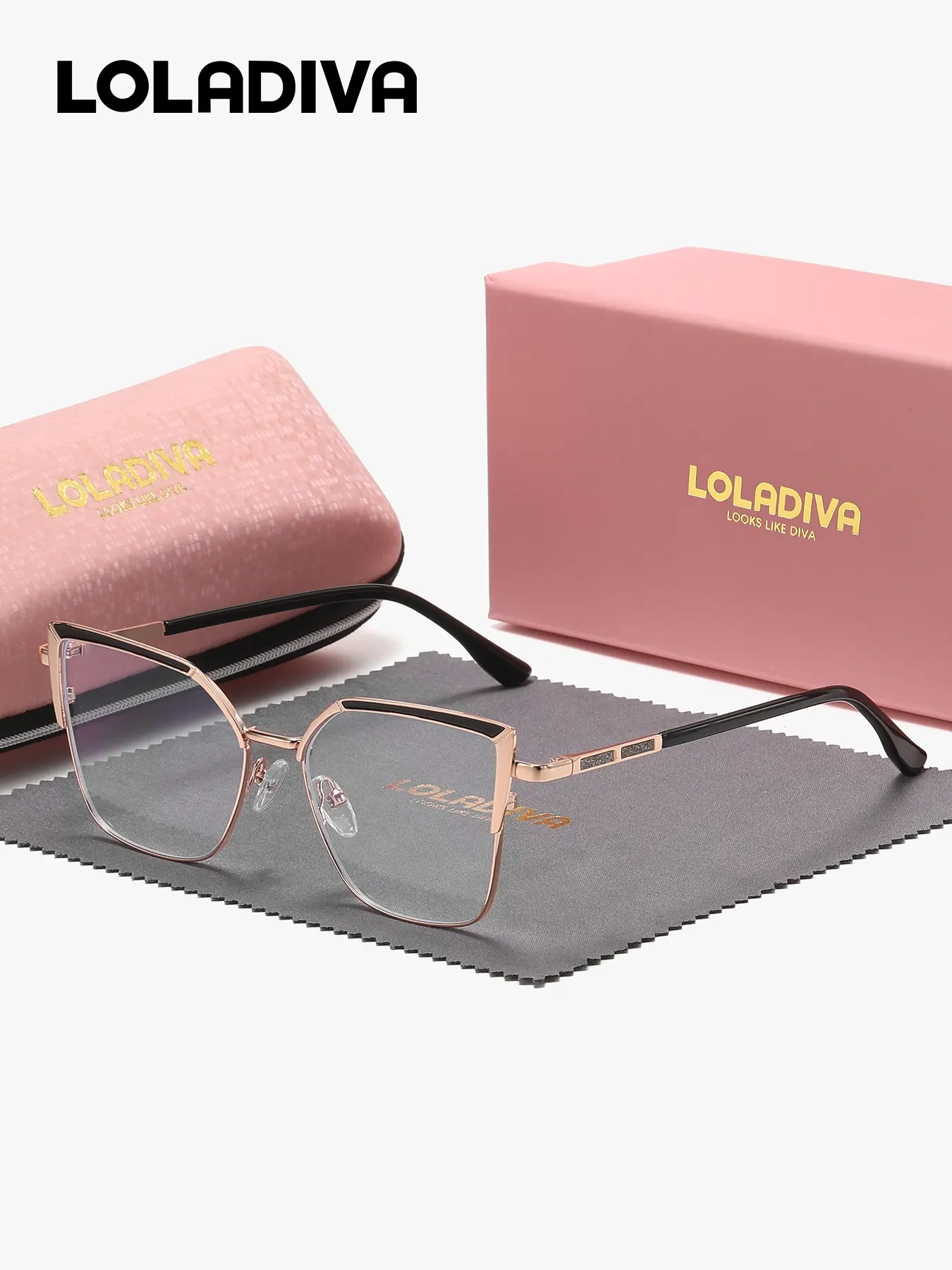 LOLADIVA 1 Piece Unisex Uniquely Shaped Full Frame Plaon Glasses Exhibiting Artistic Sense Geometric Frame Plaon Glasses