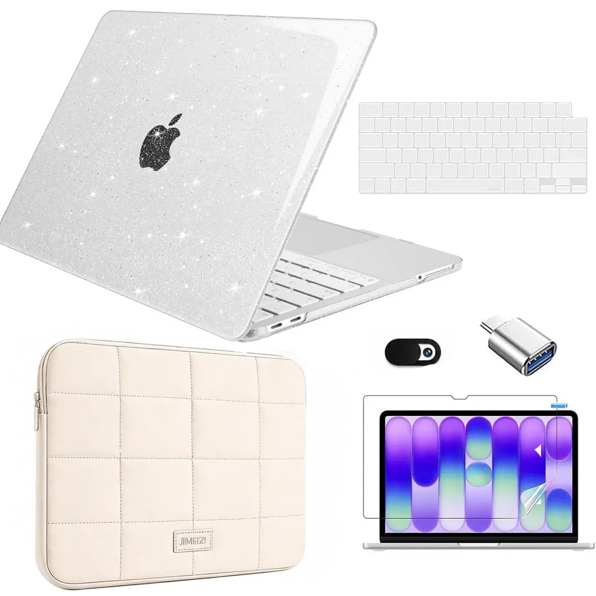 Nexabridge Macbook Air 13-Inch Case, Hard Shell, Sleeve Bag, Keyboard Skin, Webcam Cover, Screen Film, Water Resistant, School Use