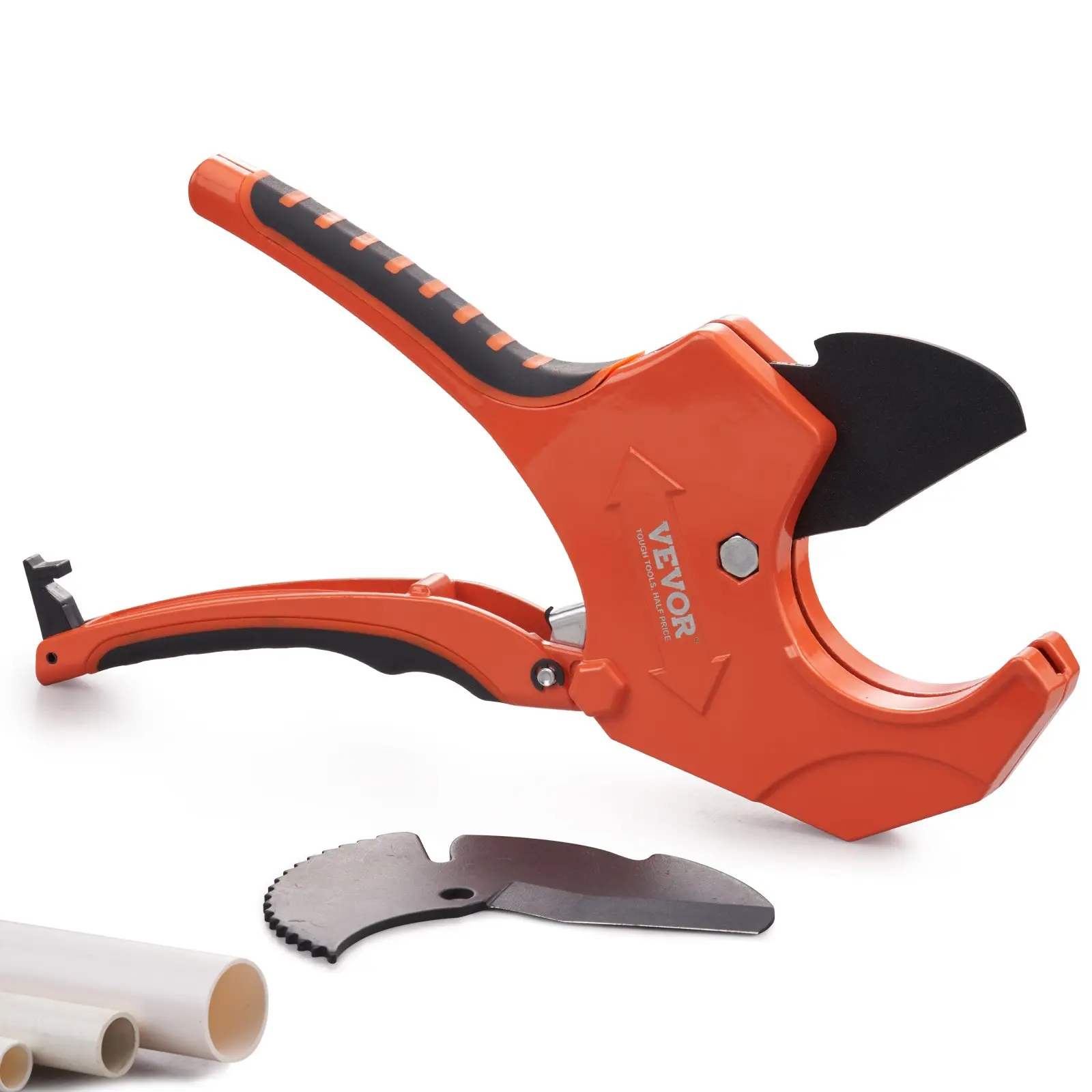 【toolupgrade】VEVOR Ratcheting PVC Pipe Cutter, 0-2.5" O.D., Heavy Duty Tube Cutter with Spare SK5 Alloy Blade for PVC, CPVC, PP-R, PEX, PE Pipes & Rubber Hoses