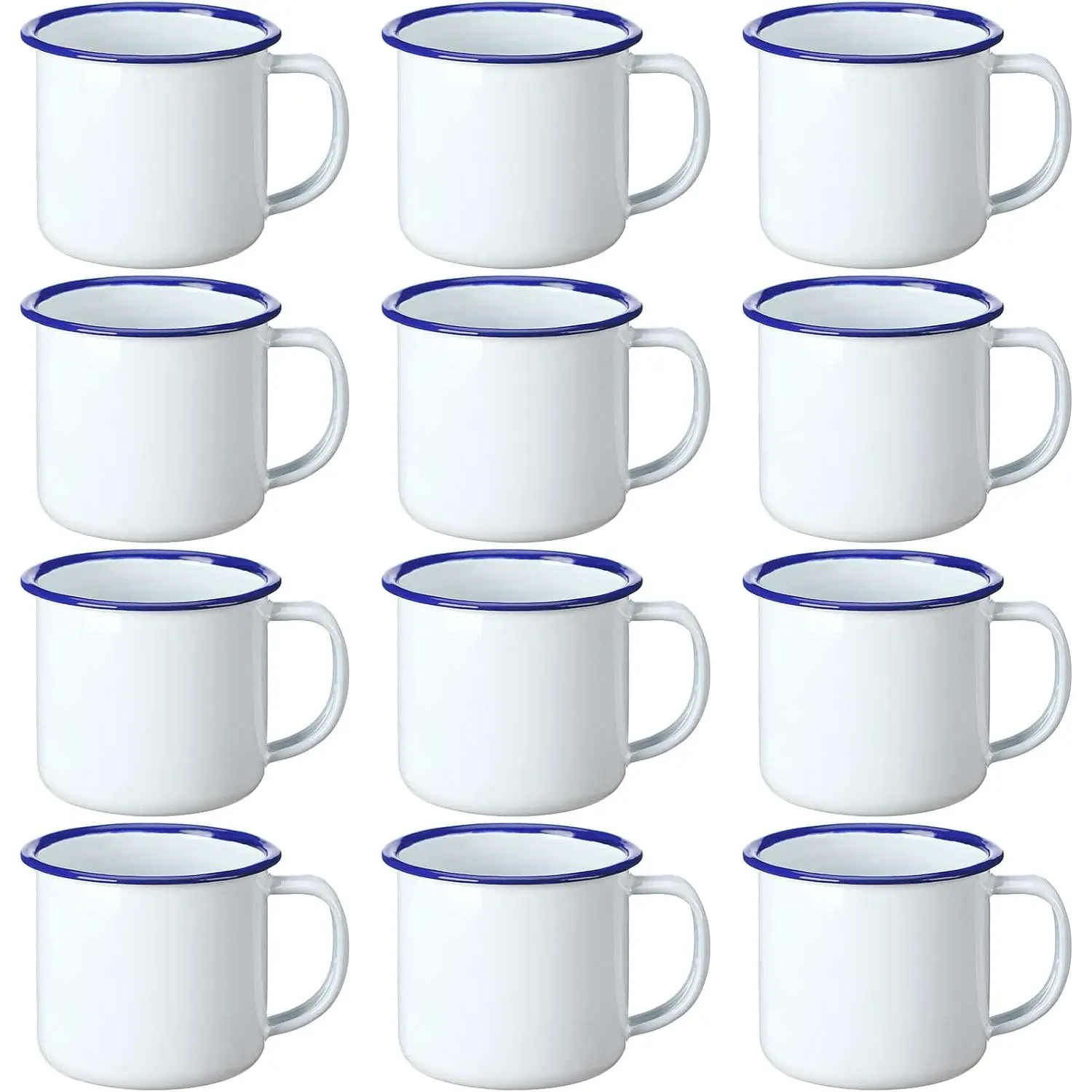 Mini Enamel Camping Coffee Mugs Metal Small Classic Portable White Campfire Mugs Bulk  Cups with Handle for Coffee  Picnic Travel Indoor Outdoor Activities(4 oz, 12 count)