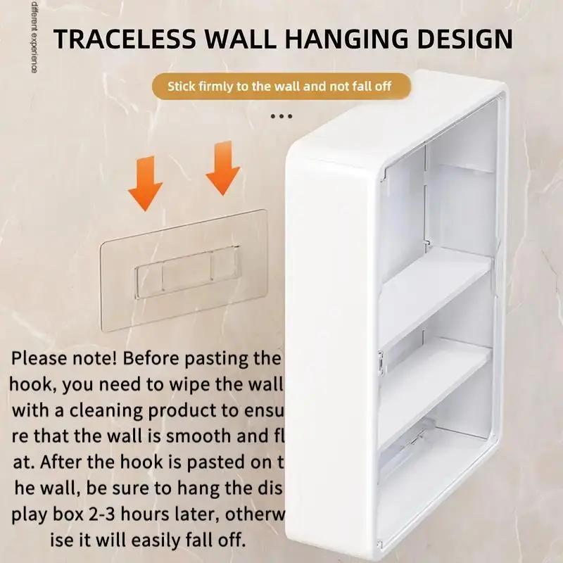 Large Wall-Mounted Display Rack for Doll Collection, 3 or 4-Tier Acrylic Storage Box with Magnetic Design, Space-Saving Clear Compartments for Action Figures and Accessories