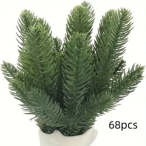 68pcs Artificial Pine Branches, Leaves, Pine Needles Craft, Christmas Tree, Evergreen Wreath, Holiday Decorations