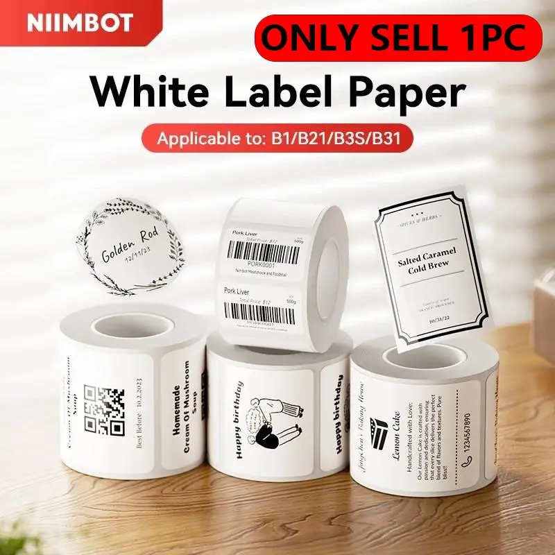 6 Rolls Label Paper 50x30mm Thermal Paper, Compatible with Niimbot B21/b3s/b203 Label Makers, Ideal for Printing Labels