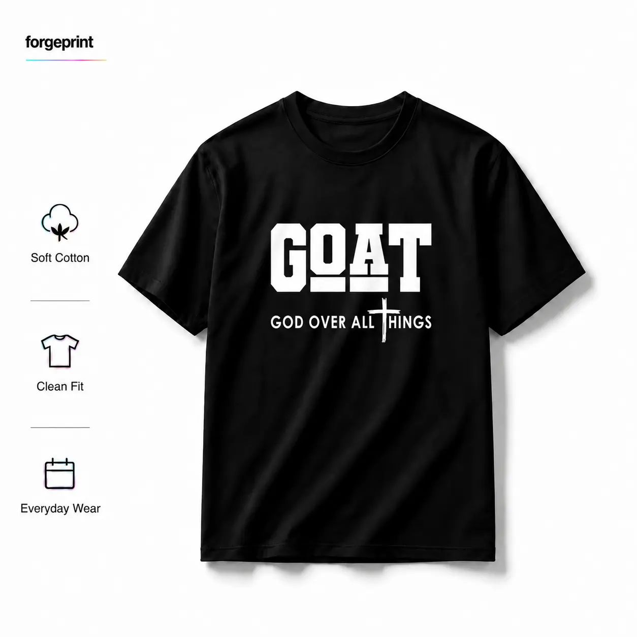 Goat God Over All Things Shirt Casual Style Crew Neck Short Sleeve T-Shirt Tops Trendy for Unisex, Perfect Gift