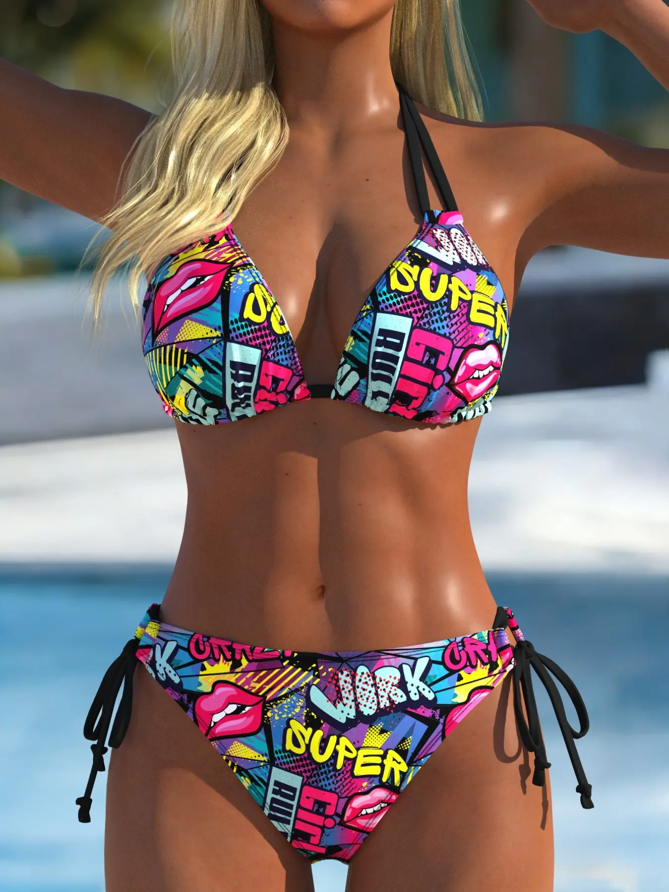 Women's Fashion Split Bikini, String Bikini Set, Stretchy Swimsuit Bikini, Stylish Two-Piece Swimsuit, String Bathing Suit, Strappy Swimsuit, Perfect for Beach & Pool, Trendy Summer Swimwear, Swimsuit Sets, Comfortable & Chic Design