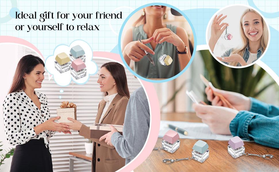 6-Pack Keyboard Clicker Fidget Keychain – Button Stress Relief Toy in Macaron Colors. Decompression Gifts for Adults to Pass Time & Relax. Portable & Addictive Fun.