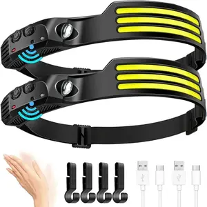 Headlamp Induction Head Lamp Built-in Battery USB Rechargeable Head Flashlight Outdoor Camping Fishing Sensor Headlight