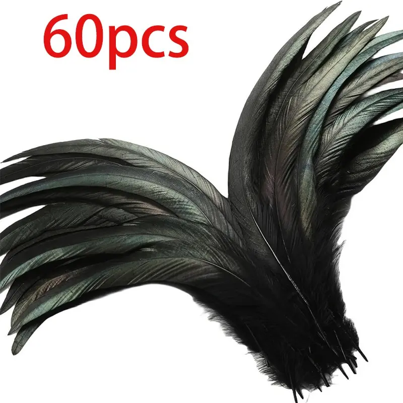 60 Handmade Long Peacock Feathers, 10-12 Inches, for Hat Decoration, Costume Accessories, Wedding Party DIY, Festive Events