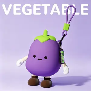 Vegetable Series Silicone Cartoon Mini Coin Purses with Eggplant and Carrot Designs