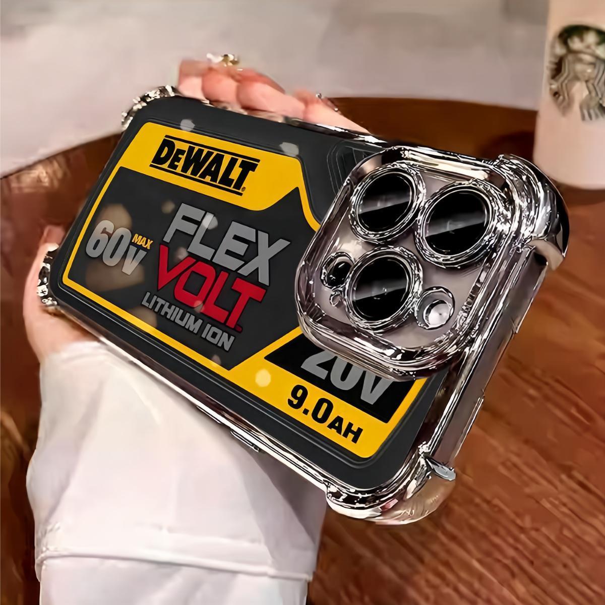 Personalized and minimalist industrial style hardcore phone Suitable for iPhone 16/15/14/13/12/11 Pro Max Plus electroplated anti drop soft phone 015 Screen Protector Protection  Smartphone   Protective luxury phone Black dewalt tough phone case