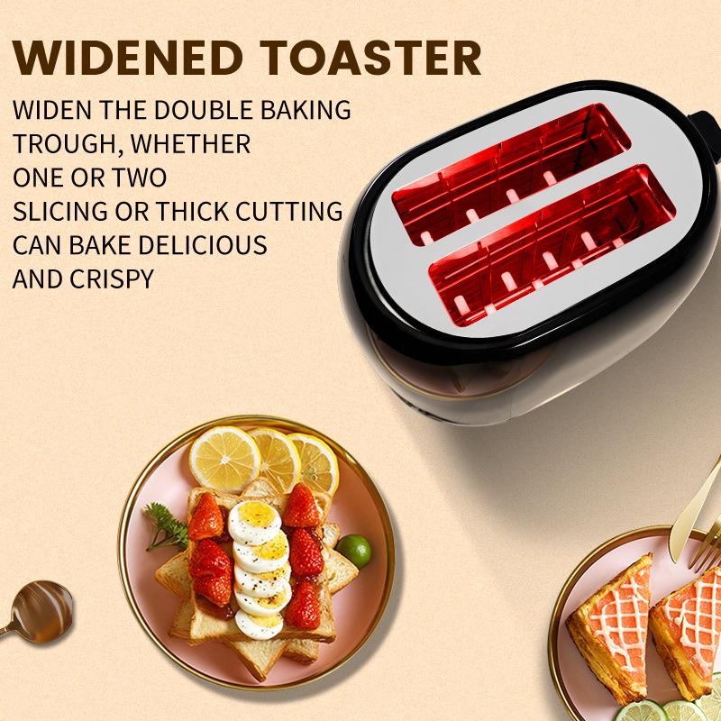 Sleek Black Household Bread Toaster & Breakfast Machine, Multifunctional Automatic Toaster for Homemade Toast and Daily Light Breakfast Meals