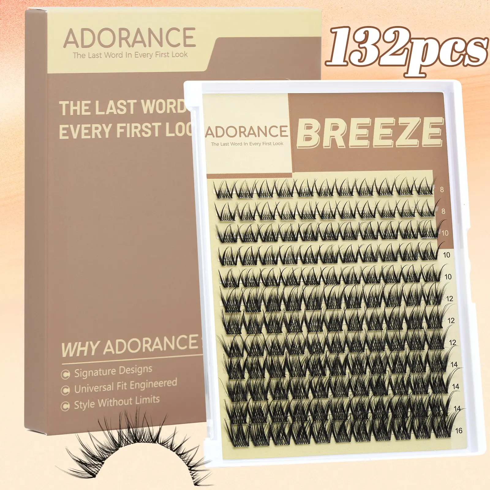ADORANCE Breeze Lash Clusters, Natural Wispy D Curl Cluster Lashes, Venus Style Individual Eyelash Extensions 8-18mm Mixed Length with Invisible Band, Reusable DIY Lashes for Everyday Makeup