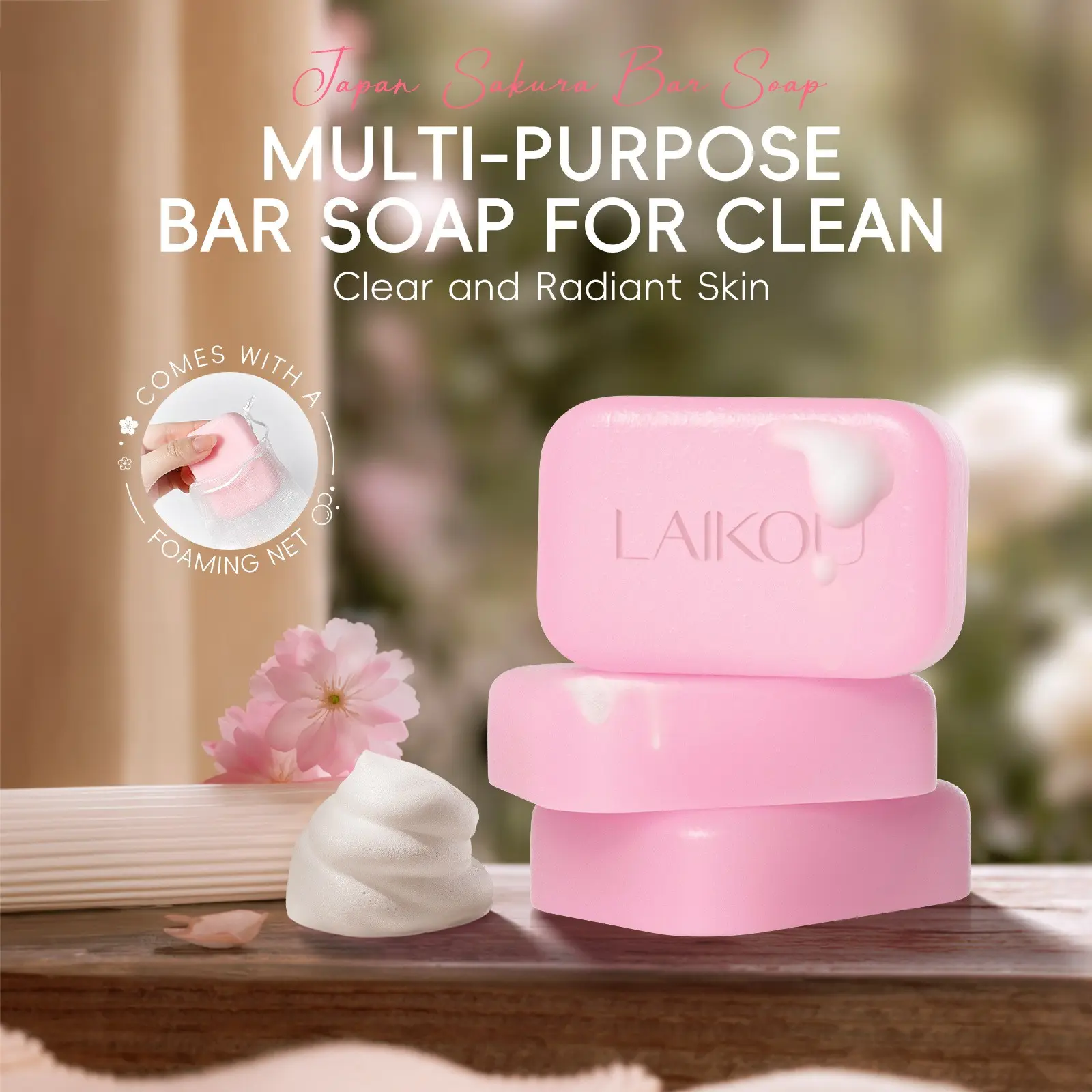 Cherry Blossom Niacinamide Soap 90g, Brightening Skin, Deep Cleansing, Suitable for All Skin Types, Daily Skincare Essential
