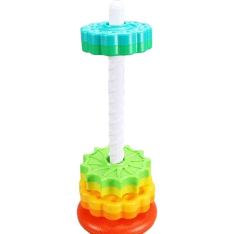 Rainbow Rotating Tower Toy, Colorful Wooden Stacking Toy Sensory Toys Shape Sorter Jenga Game for Kids, Stacked Puzzle Baby Toys, Rainbow Tower Blocks Toy for Kids
