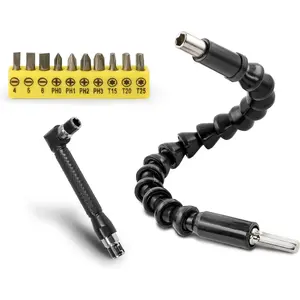 Angle Driver, Bendable & Flexible Screwdriver Extension Soft Shaft and 10pcs Screwdriver Bit Set, Power Screwdriver Drill Extension Kits - Pack of 12