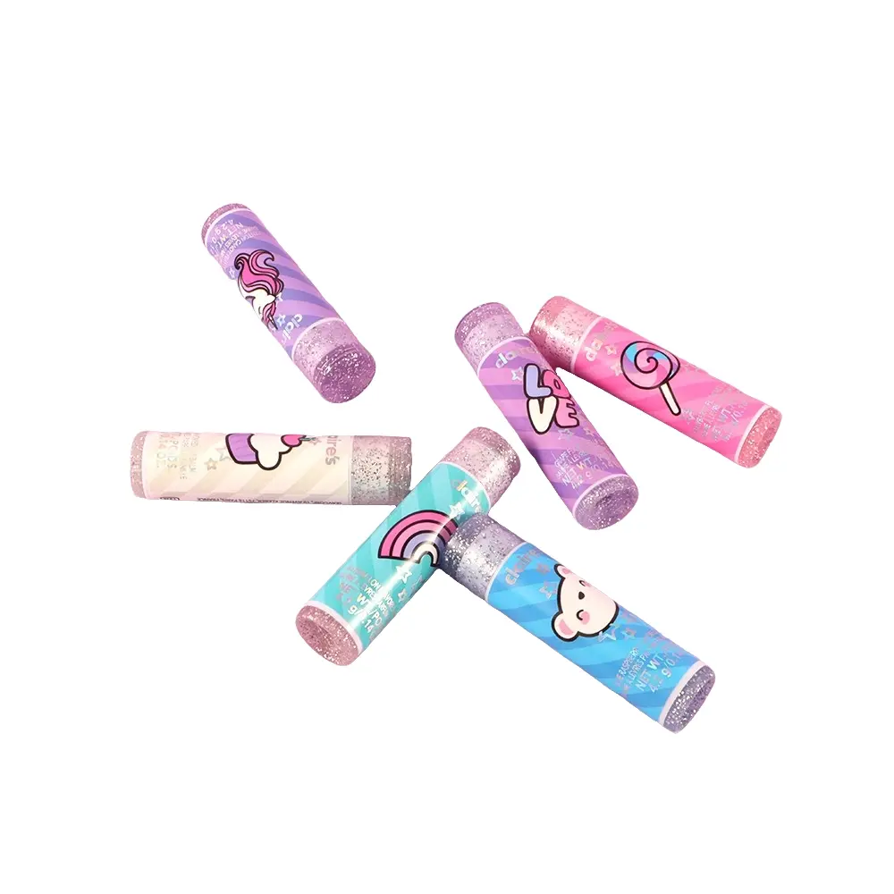 6-Pack Cartoon Lip Balm Set, Sparkly Lid Portable Moisturizing Lip Balm, Long-Lasting Hydrating Daily Lip Care Lip Balm, Zipper Pouch Included, Ideal for Daily Use & Gifting