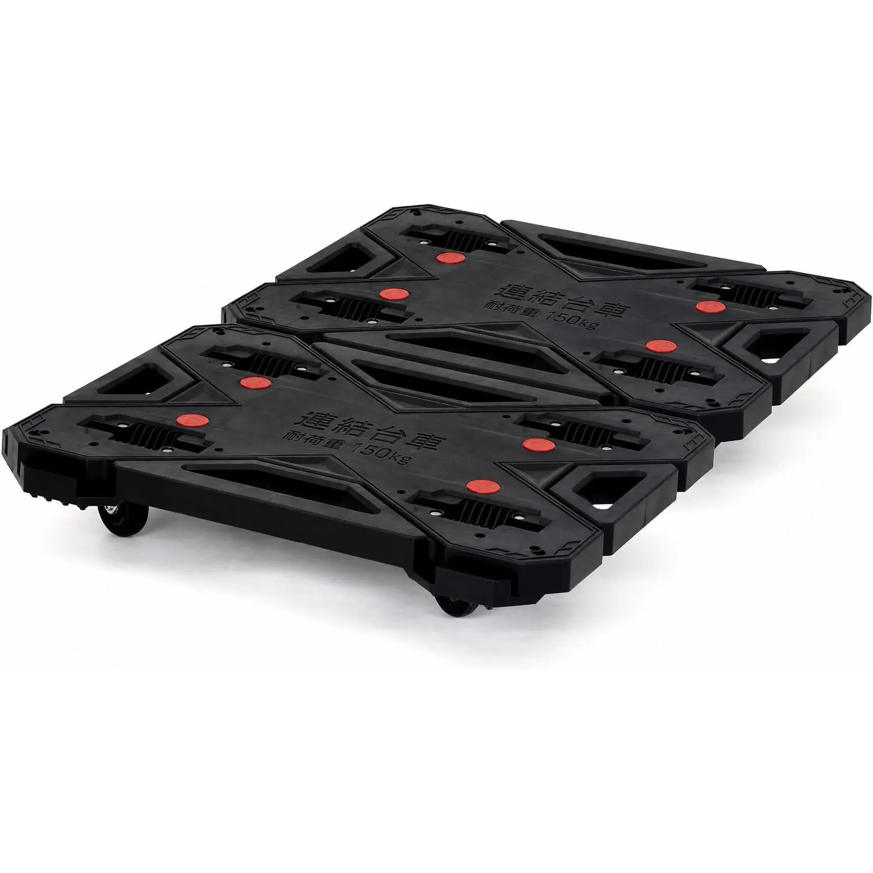 Garvee 330 lb 73x53cm Folding Flatbed Dolly Cart - Non-Slip Deck, Quiet 4-Wheel Casters, Connectable Compact Push Truck for Moving Heavy Items in Warehouse/Office - Black/Red