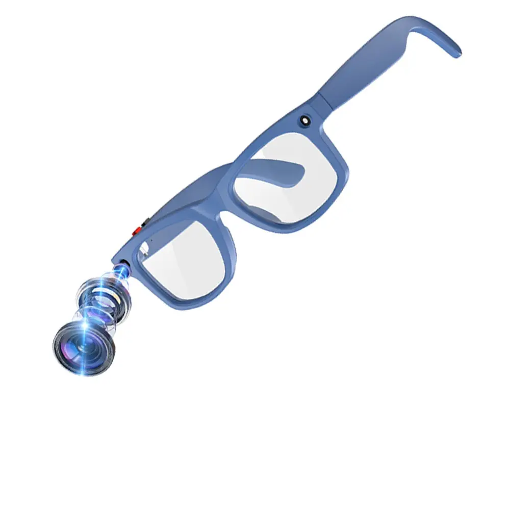Smart Glasses with Video Recording, UV400 lenses, 2MP Anti-Shake Camera, 290 Mah Battery, AI Translation, Hands-Free Calls, Music Control, 3 Lenses Total (Transparent Anti-blue Lenses + Sunglasses Lenses+Brown Lenses)