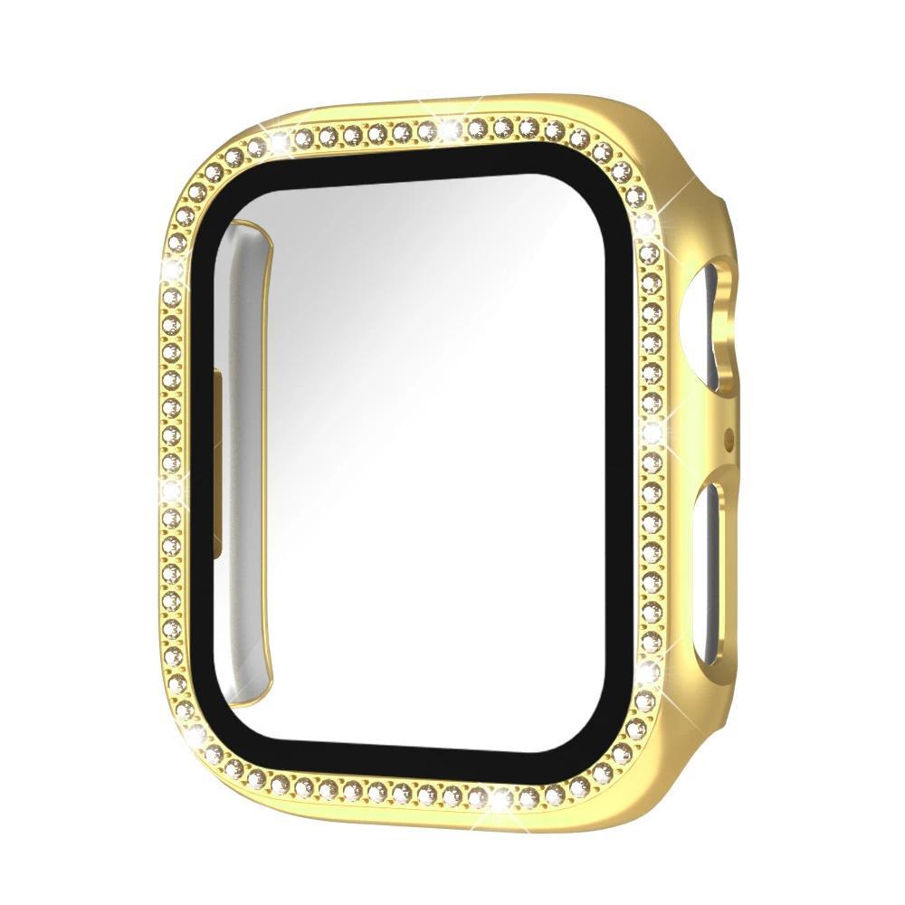 Diamond Case For Apple watch series 10 9 8 7 6 5 4 se 46mm 42mm 44mm-40-41-45mm Glass+Bling Bumper Screen Protector Accessories