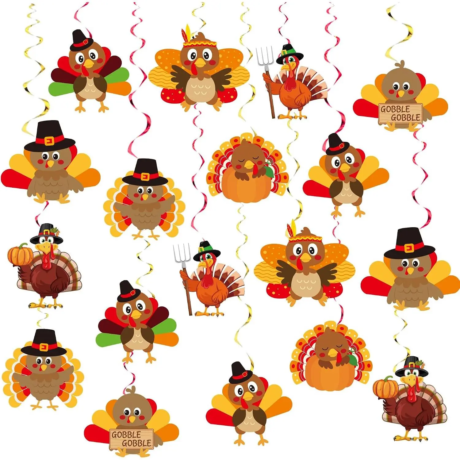 36 count DIY Thanksgiving Decorations  Swirls Thanksgiving Turkey Ceiling Swirls for Indoor  Party Decor