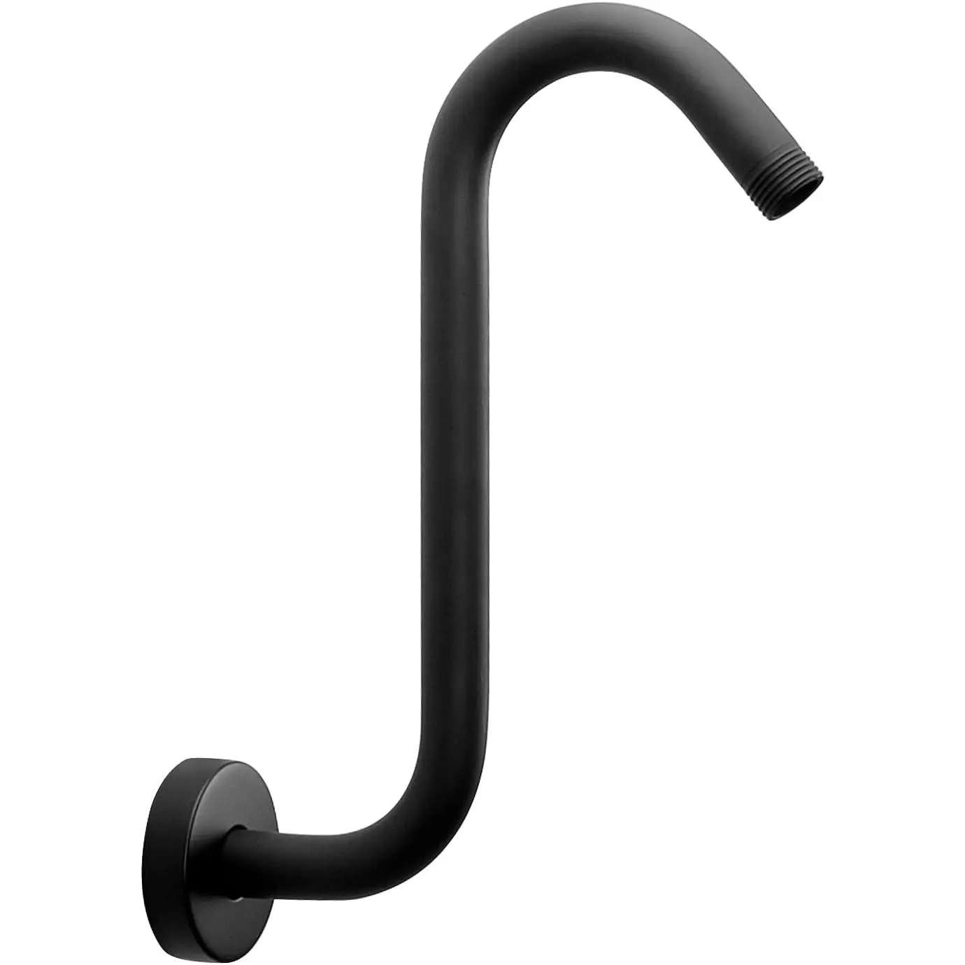 S Shaped Shower  Riser Arm, Shower Extender Arm with Flange, Standard 1/2" Connection- Bathroom Accessory, 10 Inch (2 Pack, Matte Black)