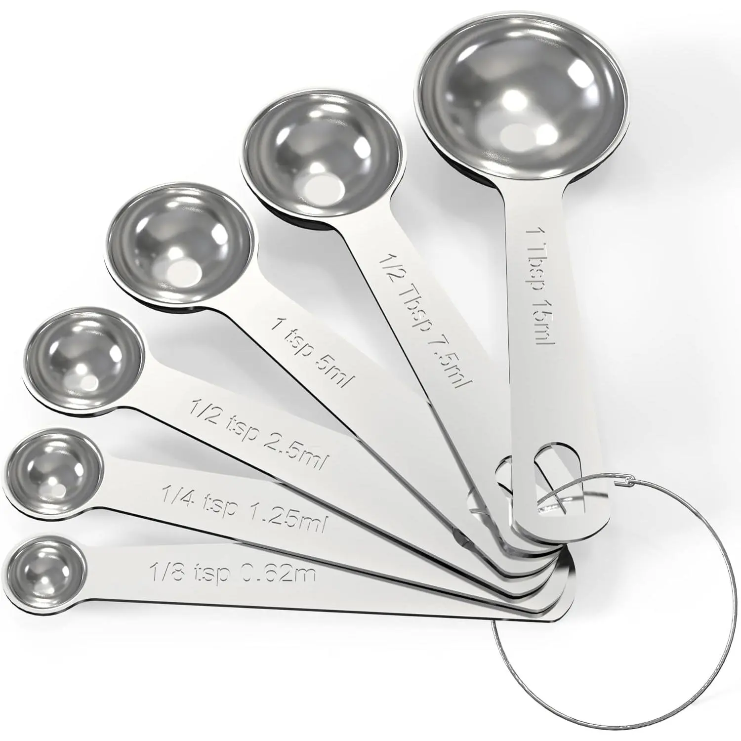 Stainless Steel Measuring Cups & Spoons Set,Coffee Scoop Spoon | Kitchen Gadgets for Cooking & Baking,Set of 6