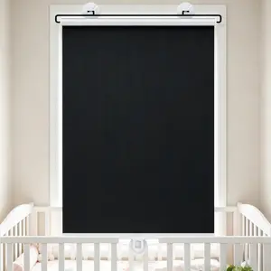 Drill-Free Suction Cup Roller Window Shade Full Light Blocking Vertical Strip Fabric Temporary Privacy Blind For Office Window Partition