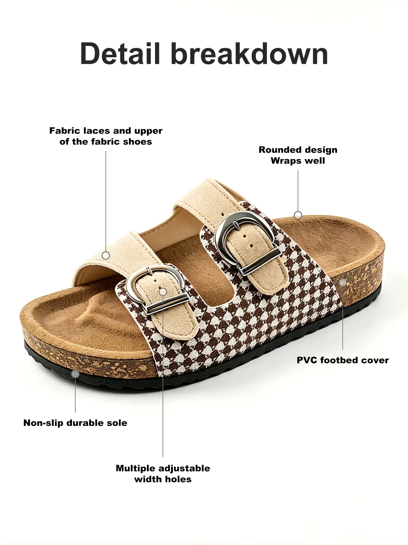 Women's Plaid Open-Toe Breathable Flat Sandals, Adjustable Metal Buckle, Soft Sole, Breathable, Non-Slip, Casual Summer Footwear, Comfortable & Stylish, Fashionable Comfy Sandals